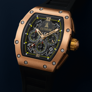 Luxrae Imperium Limited Edition Men’s Chronograph Luxury Watch in Gold Barrel Design